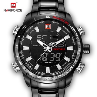 Naviforce นาฬิกาข้อมือ 9093 กันน้ํา หน้าจอคู่ หรูหรา สําหรับผู้ชาย