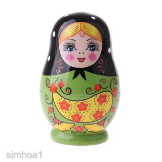 [SIMHOA1] 5Pcs Painted Girls Wooden Russian Nesting Doll Babushka Matryoshka Toys