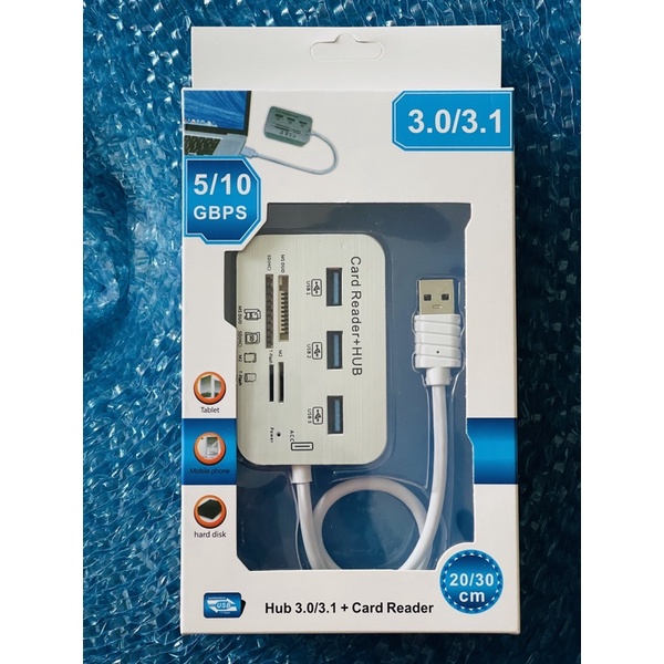 Mini USB 3.0 HUB + เครื่องอ่านการ์ดความเร็วสูง USB HUB พร้อม MS/SD/M2/ TF Card Reader 3 พอร์ต USB Splitterสำหรับแล็ปท็อป