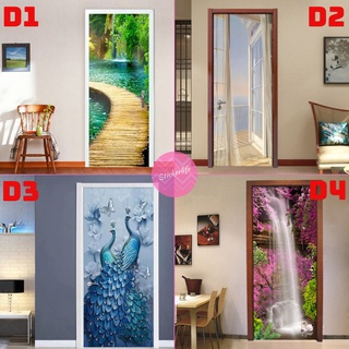 สติ๊กเกอร์ติดประตู 3D Door Sticker วอลล์เปเปอร์ติดประตู Wallpaper 3D Painting น้ำตก ตกแต่งโรงแรม ตกแต่งร้านกาแฟ