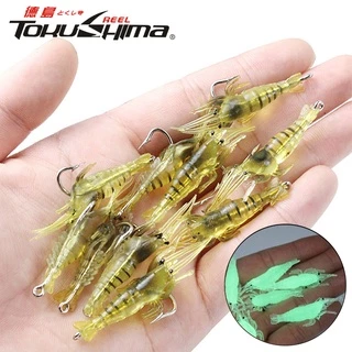 Tokushima เหยื่อล่อปลาซิลิโคน แบบเรืองแสง รูปทรงกุ้ง 4 เซนติเมตร