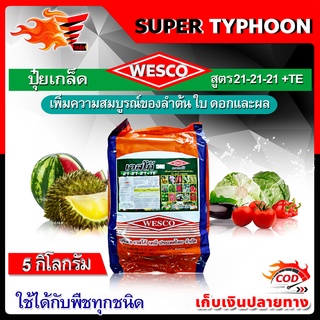 บรรจุ 5 กิโลกรัม WESCO ปุ๋ย 21-21-21 +TE(ธาตุรองเสริม) ปุ๋ยเกล็ด เวสโก้ เพิ่มความสมบูรณ์ของลำต้น ใบ ดอกและผล