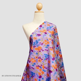 FLORAL DESIGN PRINTED THAI SILK FABRIC - ผ้าไหมไทยแท้ พิมพ์ลาย ลวดลาย ดอกไม้