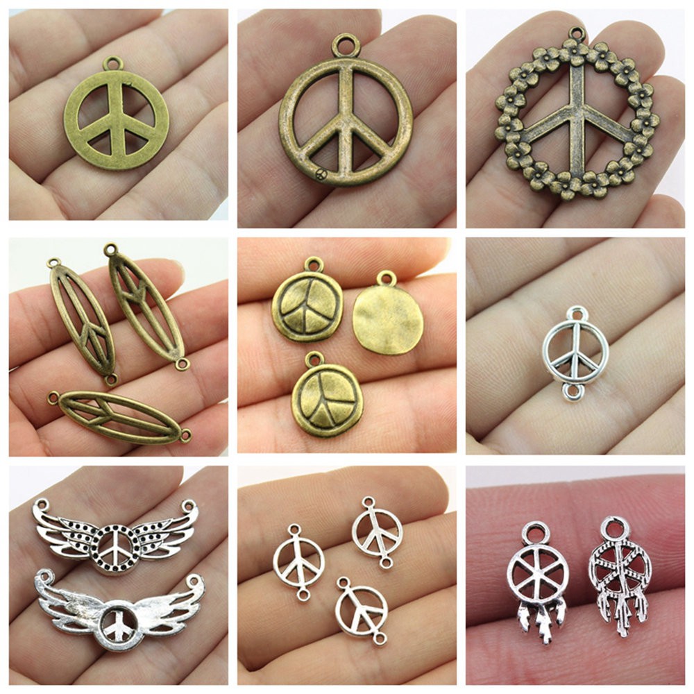 20 ชิ้นสันติภาพเสน่ห์ตกแต่งสําหรับ ทําเอง ขายส่ง