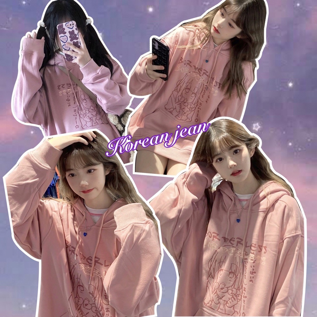 Korean พร้อมส่ง เสื้อกันหนาว ลายการ์ตูนญี่ปุ่น สีชมพู น่ารักมาก ผ้าโพลีเอสเตอร์100% ผ้านุ่ม 008