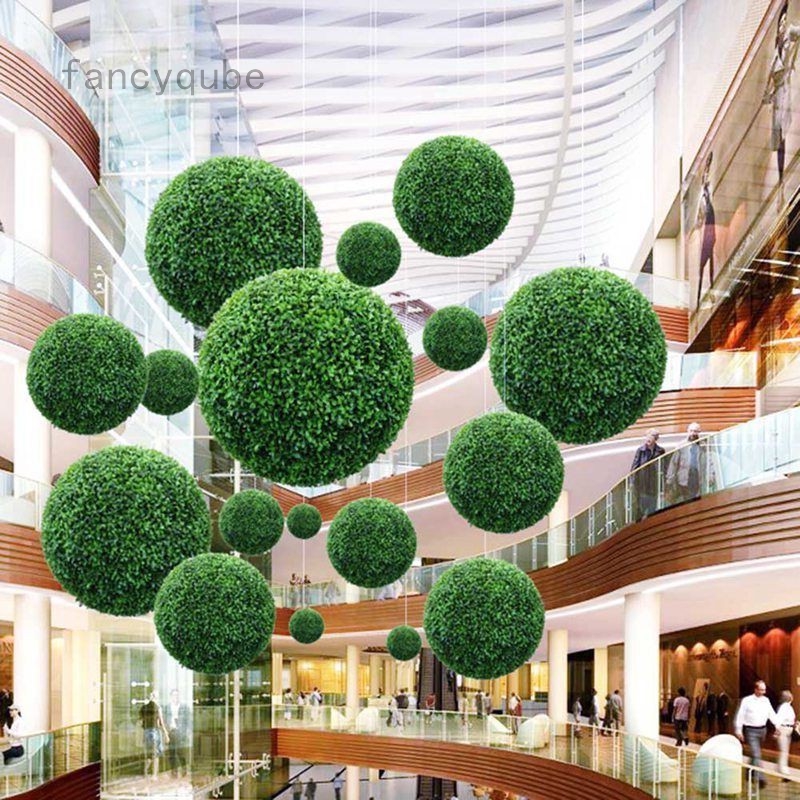 ลูกบอล BUXUS รูปต้นไม้ปลอมสีเขียว สิ่งประดิษฐ์สำหรับแขวน กล่องไม้ บ้านสวน ถนนหนทาง ขนาด UK 40 ซม.