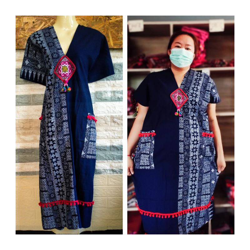 เดรสผ้าพื้นเมืองไซส์ใหญ่อก56