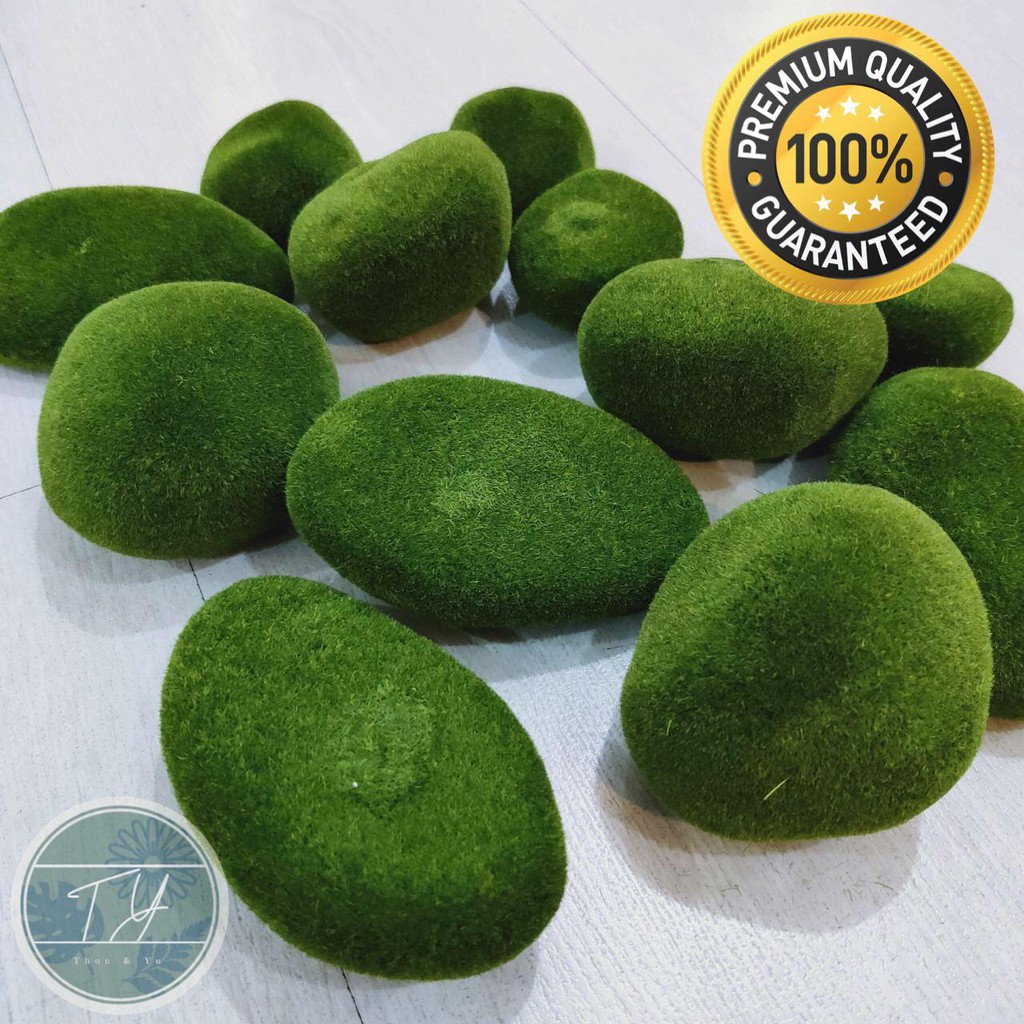 BATU LUMUT ORKID ARTIFICIAL FLOOR STONE GREEN MOSS ROCK AKSESORI ORKID 6 ชิ้น