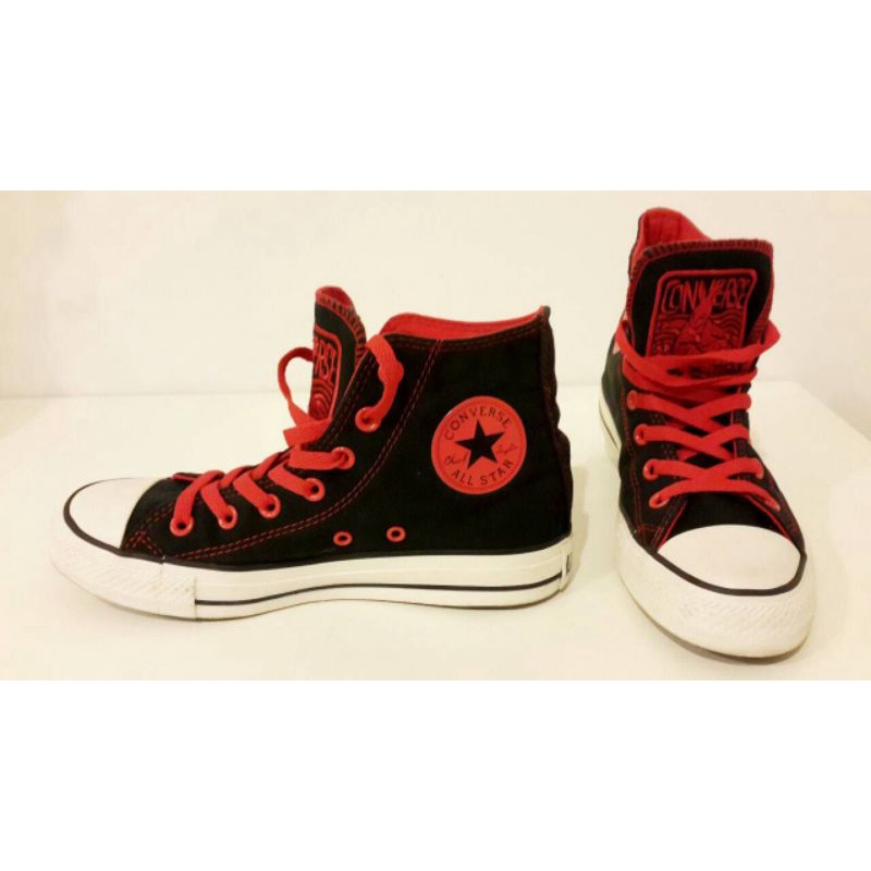 รองเท้า Converse all star หุ้มข้อ สีดำแดง