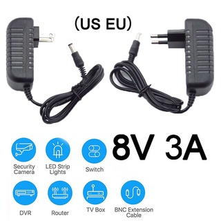 อะแดปเตอร์แปลงพาวเวอร์ซัพพลาย 8V 3A 3000Ma AC DC 100-240V 8V สําหรับกล้องวงจรปิด