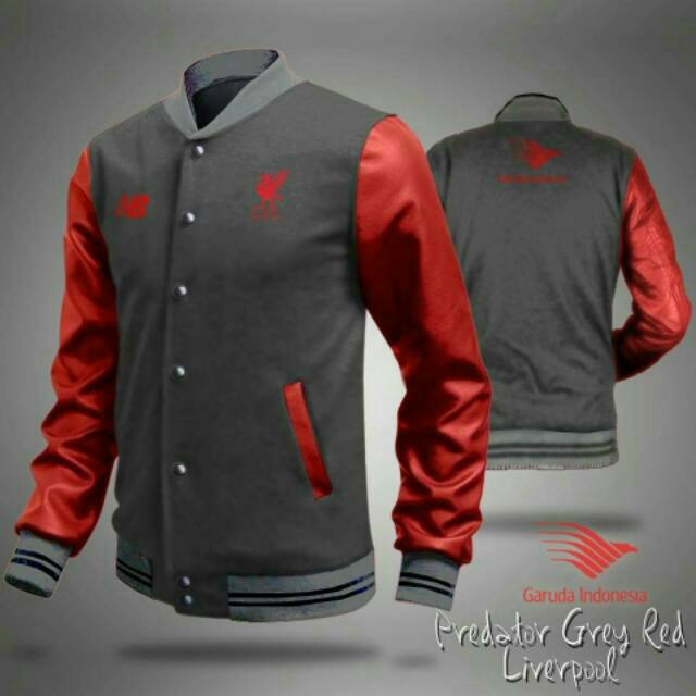 (จัดส่งฟรี) LIVERPOOL GREYRED VARSITY BASEBALL JACKET