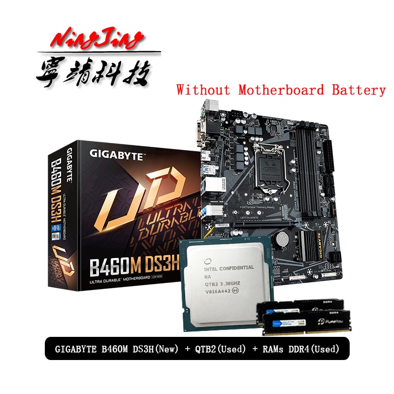 Intel Core i9 10900K ES QTB2 + CPU + GA B460M DS3H Motherboard + Pumeitou DDR4 8G 16G 2666MHz RAMs Suit  LGA 1200 Withou