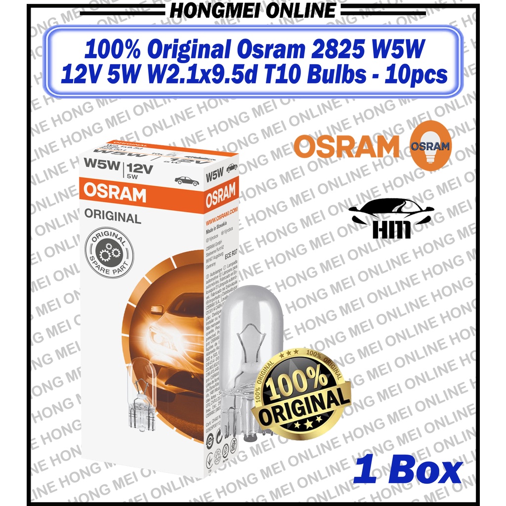 OSRAM 2825 W5W 12V 5W W2.1X9.5d T10 หลอดไฟอัตโนมัติ - 10 ชิ้น