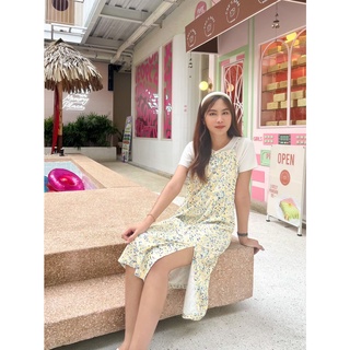 เดรสสายเดี่ยวผ้ายืดลายดอกไม้ รุ่น Floral Dress