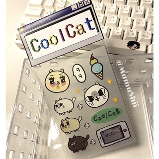 😼พร้อมส่ง😼stickercoolcat สติ๊กเกอร์ไดคัทลายแมวเนื้อuvขอบใสกันน้ำขนาดA7