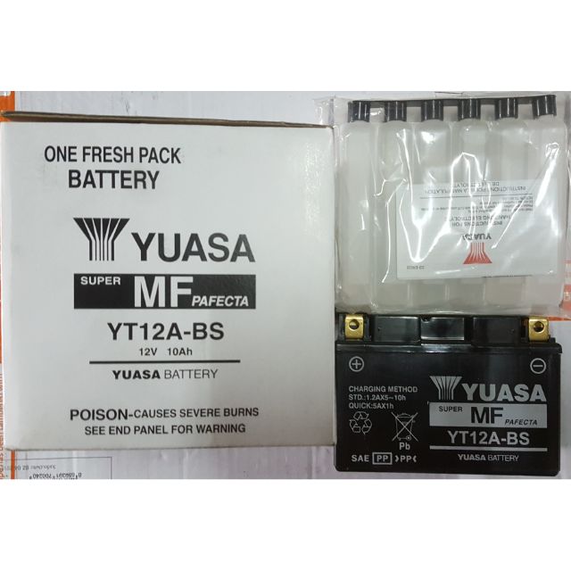 แบตเตอรี่ YUASA YT12A-BS สำหรับ KAWASAKI , SUZUKI