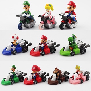 โมเดลฟิกเกอร์ PVC การ์ตูนญี่ปุ่น Nintendo Super Mario Bros Luigi Mario Yoshi Bowser Koopa Toad Peach Donkey kong ของเล่นสําหรับเด็ก 10 ชิ้น ต่อชุด