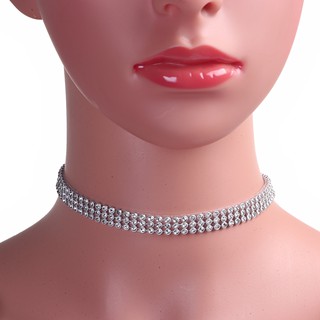 สร้อยคอ Choker แฟชั่น พลอย rhinestone ใส ยาว 32 ซม. 1 เส้น