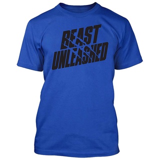 [S-5XL]$Fashion เสื้อยืดผู้ชาย $Beast Unleashed ออกกําลังกาย ยิม ใส่ยกน้ําหนัก สีฟ้า