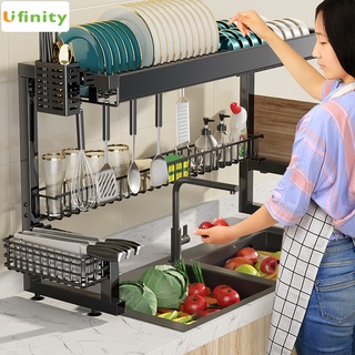 Lifinity 62/92ซม ชั้นวางจาน สแตนเลส 1/2ชั้น วางจาน ชั้นวางของในครัว  Kitchen Sink Rack