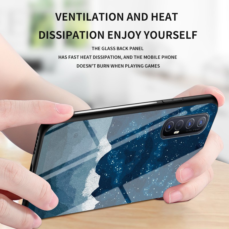 Oppo Reno 3 4 Pro 4g 5g Case Hard Tempered Glass Back Phone Cover Oppo 