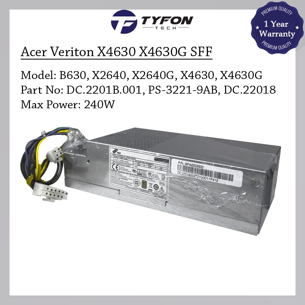Acer Veriton B430 B630 X2640 X4630 X4630G X6630 SFF Power Supply PSU 220W FSP220-30FABA PS-3221-9AB(