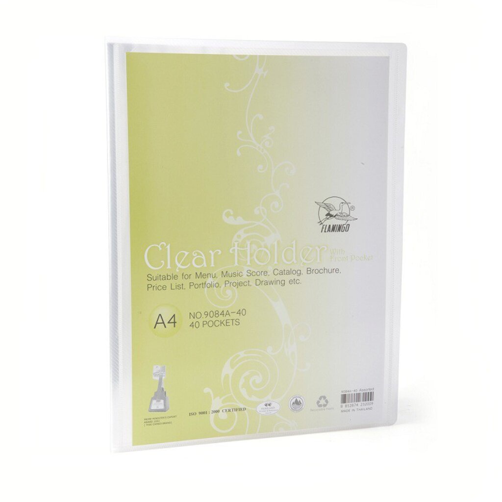 แฟ้มโชว์เอกสาร 9084- A4 (20 ซอง/เล่ม) Flamingo ขนาด 23.8 × 31 ซม. ( A4 ) ** สอดปกด้านหน้าได้ ** - รูปที่ 3
