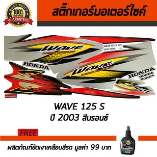 สติ๊กเกอร์ติดรถ สติ๊กเกอร์ติดรถมอเตอร์ไซค์ Honda Wave125S 2003 สีเงิน ฟรี!!น้ำยาเคลือบเงา