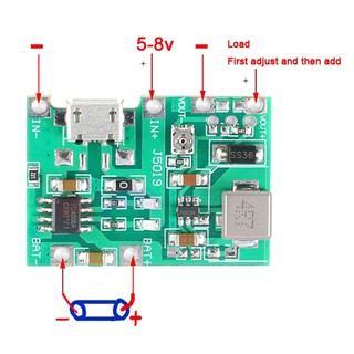 โมดูลพาวเวอร์ชาร์จแบตเตอรี่ลิเธียม 3.7V 9V 5V 2A ปรับได้ 18650