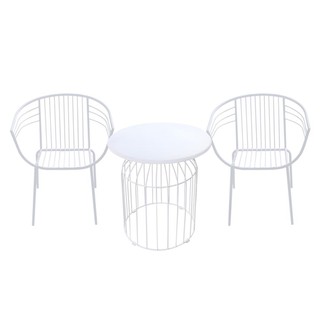 Table and chairs set 2-SEAT STEEL PATIO SET SPRING 172X60X78CM WHITE Outdoor furniture Garden decoration accessories ชุด