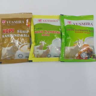 นมแพะ yusmira  1แผง 20ซอง มี3 รส จืด หวาน กาแฟ