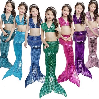 พร้อมส่ง / ชุดว่ายน้ำเด็ก ชุดนางเงือก รุ่น หางนางเงือก Mermaid Swimming Kids เมทัลลิค