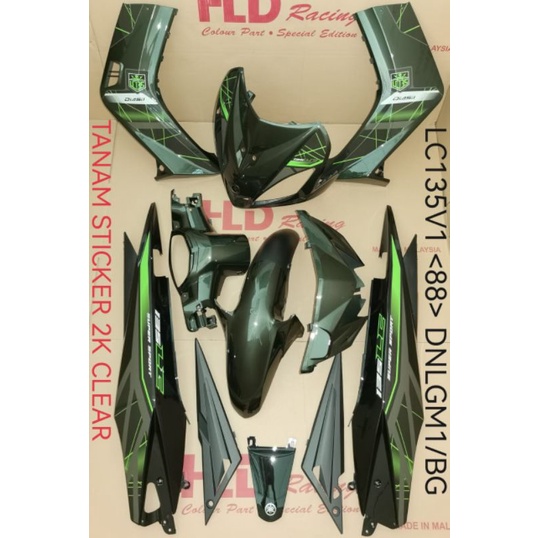 LC135 V1 YAMAHA BODY SET COVER SET TANAM STICKER 2K CLEAR HIJAU LUMIUT DNLGM/BG <88> & <Y15 10TH> HL