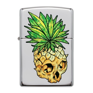 Zippo ไฟแช็กรุ่น 49241 Leaf Skull Pineapple ของแท้ รับประกันตลอดชีวิต นำเข้าและจำหน่ายโดยตัวแทนจำหน่าย