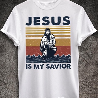 ใหม่ เสื้อยืดผ้าฝ้าย 100% พิมพ์ลาย Jesus Is My Savior Phjfcb76Clledn53 สไตล์วินเทจ ของขวัญวันหยุด XS-3XLSize S-5XL