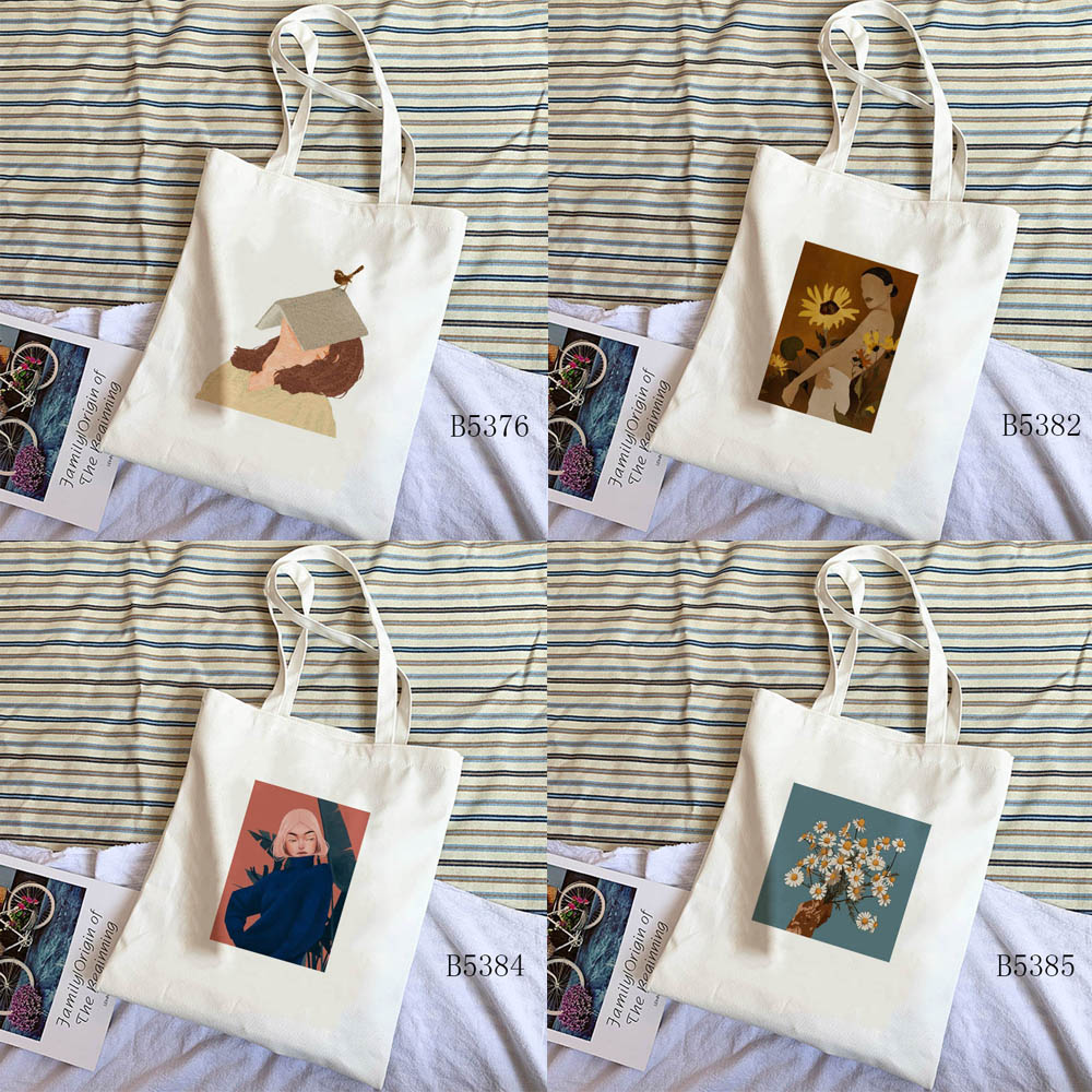 Aesthetic Art Canvas Tote Bag Aesthetic Pic Print Storage Bags Student