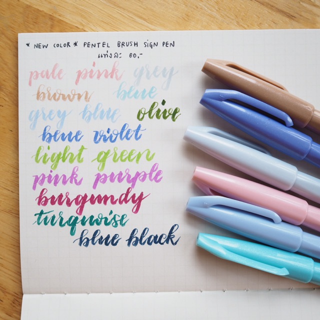 **new color** PENTEL BRUSH SIGN PEN/ Pentel Touch ปากกาหัวพู่กัน แนะนำะขียน Calligraphy