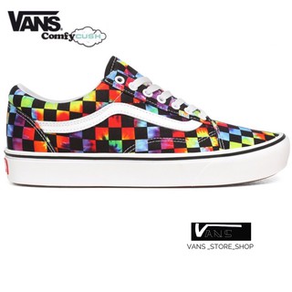 VANS OLD SKOOL COMFYCUSH TIE DYE CHECKER BLACK SNEAKERS สินค้ามีประกันแท้