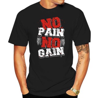 เสื้อยืดแขนสั้นลําลอง คอกลม ผ้าฝ้าย 100% ทรงหลวม ลาย No Pain No Gain เหมาะกับใส่ออกกําลังกาย แฟชั่นสําหรับผู้ชาย และผู้ห