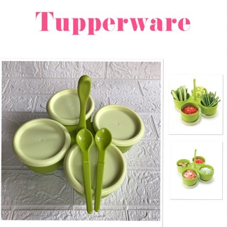 ทัปเปอร์แวร์ Tupperware เซต4ถ้วย ช้อน2คัน กล่องอาหารสุดคุ้ม