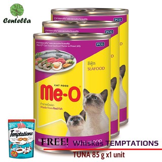 Me-O CANNED SEAFOOD 400 g x3 pc Free Whiskas TEMPTATIONS TUNA 85 g x1 unit