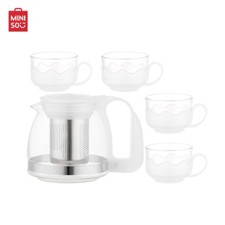 MINISO กาชงชา ชุดกาน้ำชาสแตนเลส พร้อมแก้ว ชุดถ้วยน้ำชา Tea set