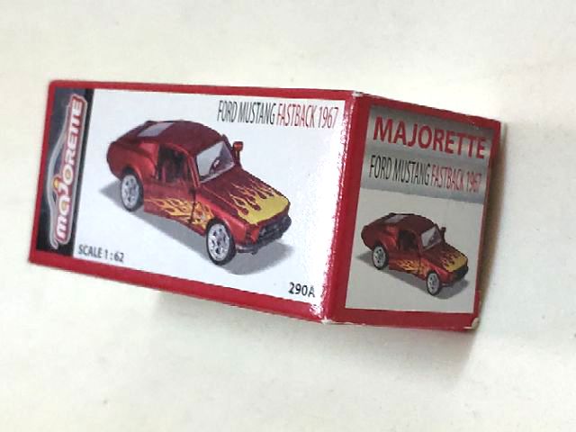 รถเหล็ก Majorette ฟอร์ด มัสแตง สีแดงเข้มลายไฟ ล้อยาง (ยังไม่แกะจากกล่อง) Ford Mustang