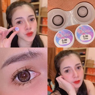 💋 สุดปัง มีค่าสายตา 💋 Lovelylens ลาย Charm Gray Brown บิ๊กอาย สุดปัง คอนแทคเลนส์ รายเดือน มีอย แถมตลับฟรี เลนส์นิ่ม สวยป