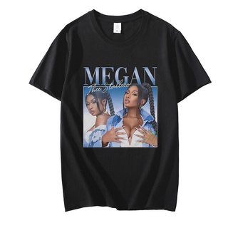 T-shirt  เสื้อยืดแขนสั้น ผ้าฝ้าย 100% พิมพ์ลายกราฟิก Rap Singer Megan Thee Stallion สไตล์วินเทจ ฮาราจูกุS-5XL