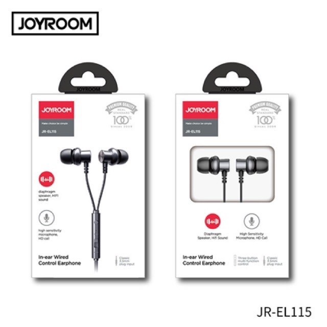 Joyroom JR-EL115 Wire control earphone หูฟัง เสียงดี ใส่สบายหู