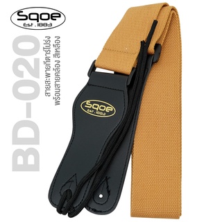 Sqoe BD-020 Guitar Strap สายสะพายกีตาร์ ผ้าฝ้าย ปลายหนังเทียม พร้อมเชือกผูกหัวกีตาร์ (YL)