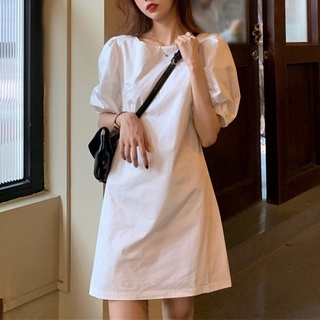 Vonda ชุดมินิเดรส แขนสั้น คอกลม สไตล์เกาหลี สำหรับผู้หญิง