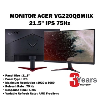 MONITOR (จอมอนิเตอร์) ACER VG220QBMIIX 21.5" IPS 75Hzประกัน 3ปี SA220QBMIX ประกัน 3ปี