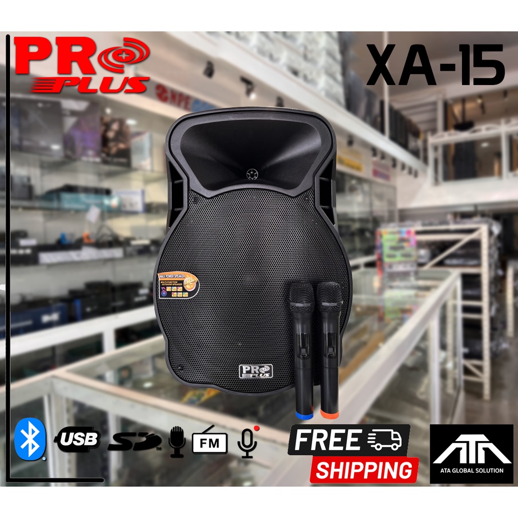 ตู้ลำโพง PROPLUS XA-15 ลำโพงล้อลาก ไมค์ลอย2ตัว PRO PLUS XA15 มีแบตเตอรี่ในตัว ตู้ลำโพงช่วยสอน (15นิ้